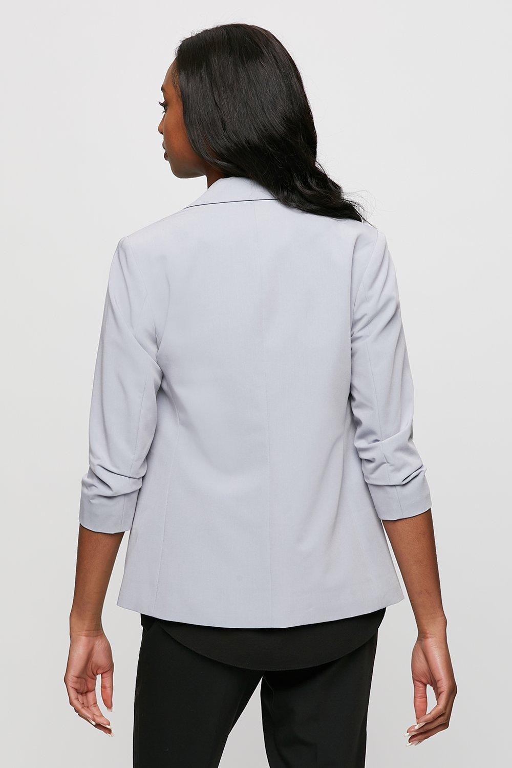 Grey ruched sleeve blazer new arrivals